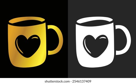 logotipo vetorial de um vidro com amor fresco com uma combinação de branco e ouro em um fundo preto e cinza bonito