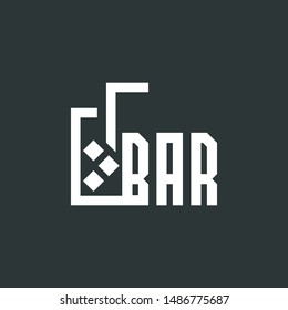 Vector logo glass with drink. Logotype for cafe and bar. Vector Illustration.