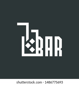 Vector logo glass with drink. Logotype for cafe and bar. Vector Illustration.