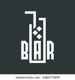 Vector logo glass with drink. Logotype for cafe and bar. Vector Illustration.
