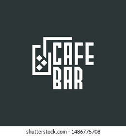 Vector logo glass with drink. Logotype for cafe and bar. Vector Illustration.