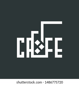 Vector logo glass with drink. Logotype for cafe and bar. Vector Illustration.