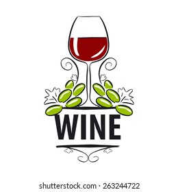 vector logo glasses of wine and grapes