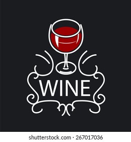 vector logo glasses of wine on a black background