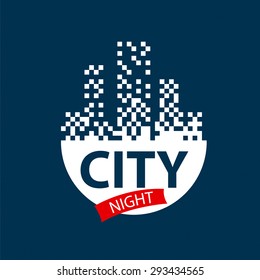 vector logo glowing night city