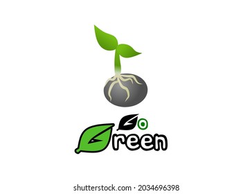 Vector logo or go green icon taken from a new tree that grows or shoots