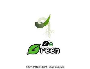 Logo vector o icono verde tomado de un árbol nuevo que crece o dispara
