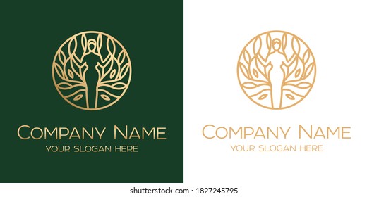 Vector logo of the goddess of fertility. Perfect for a beauty salon, natural cosmetics, medical products.