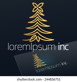 Vector logo with gold Christmas tree