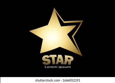 Vector Logo of a Gold Star with Elegant but relaxed Style with Black Background