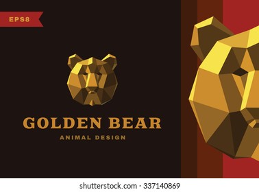 Vector logo. Golden Bear. Polygon style.