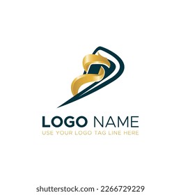 Vector logo, golden shape, and monochromatic one. Abstract emblem, design concept, logo, and logotype element for template.