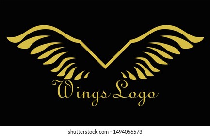 vector logo of a golden wing, EPS 10