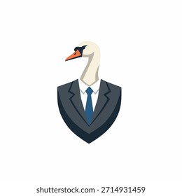 Vector logo of a goose wearing a suit and tie or meaning a goose entrepreneur