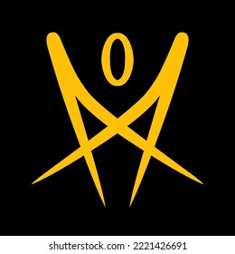 Vector logo graphic design made easily designed using a smartphone with a black background and a yellow line logo.
