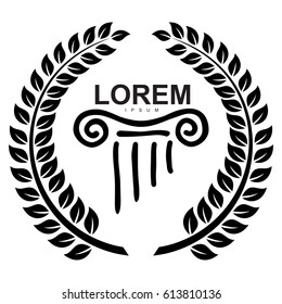 Vector logo in the Greek style wreath of ears and and capitals of columns.