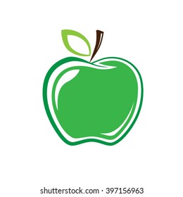 vector logo green apple for a company of organic products, vegetarian food, ecological goods and others. Green apple - vector logo. 