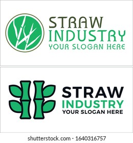 Vector logo with green circle bamboo leaf symbol icon template suitable for food drink organic industry nature