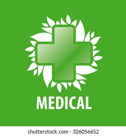 vector logo green cross and leaves