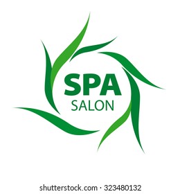 vector logo with green leaves for Spa salon