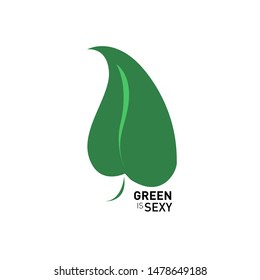 Vector Logo Green is Sexy with leaf Illustration in the white Background