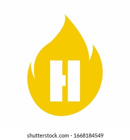 vector logo H on fire. simple modern