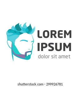 vector logo for hairdressing salon. logo for barbershop. Man profile with a haircut on white background. 