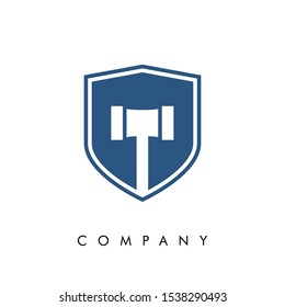 Vector Logo Hammer Judge White Background