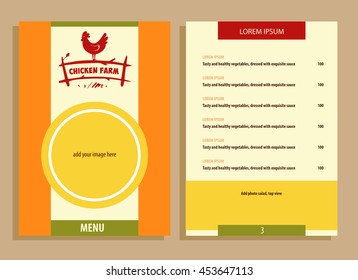 Vector logo. Hand drawn hen. Menu for home business with products from chicken meat and eggs.  Poultry Farm.