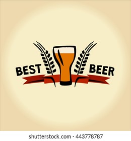 Vector logo with hand drawn just best beer store and brewery. Illustration for menu bar, cafe, restaurant. 