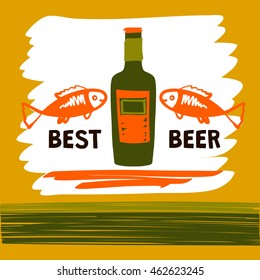 Vector logo with hand drawn just best beer store and brewery. Illustration for menu bar, cafe, restaurant. 