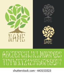 Vector logo with hand made font. Tree concept