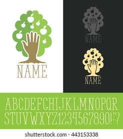 Vector logo with hand made font. Tree concept