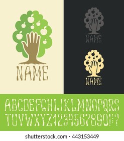 Vector logo with hand made font. Tree concept