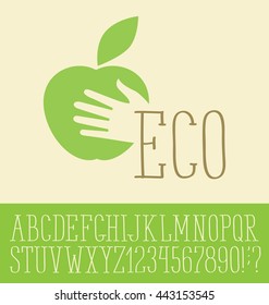 Vector logo with hand made font. Apple with hand