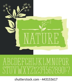 Logo vector con tipo de letra hecha a mano. Con inscripción Naturaleza