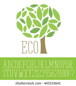Vector logo with hand made font. Tree concept