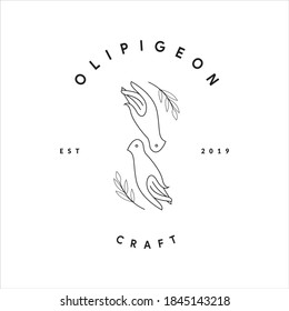 Vector Logo Hand an Pigeon Simple Old