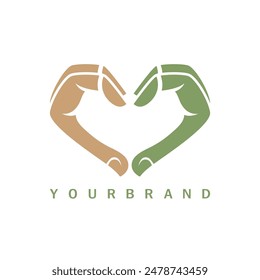 Logo de Vector de manos que forman un diseño de concepto de corazón o amor