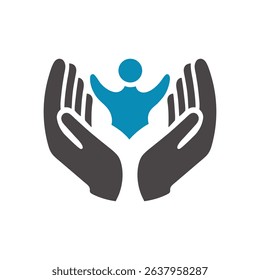 Vector Logo of Hands Holding Human Icon