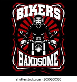 Vector Logo of handsome bikers, red and white black, good for community design