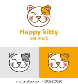 Vector logo happy cat for pet shop