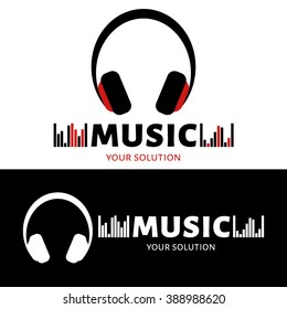 Vector logo headphones. Brand logo in the form of music headphones
