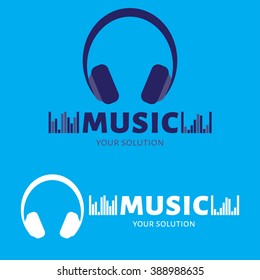 Vector logo headphones. Brand logo in the form of music headphones