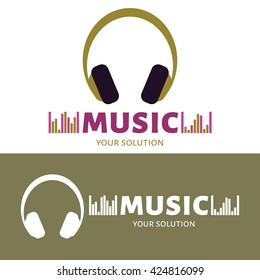 Vector logo headphones. Brand logo in the form of music headphones