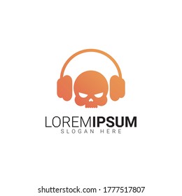 vector logo headset and skull , music logo 