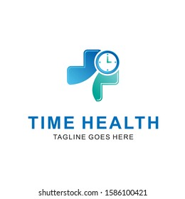 vector logo health logo and clock icon blue & greencolor. soft color. icon logo template background.