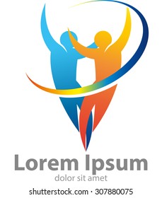 vector logo healthy care, shape the person character doing gymnastics or exercise.
