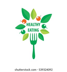 Vector logo healthy eating, leaves