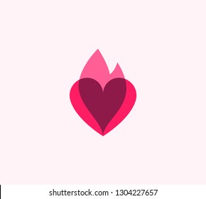 Vektor Logo Herz und Flamme, Valentinstag.